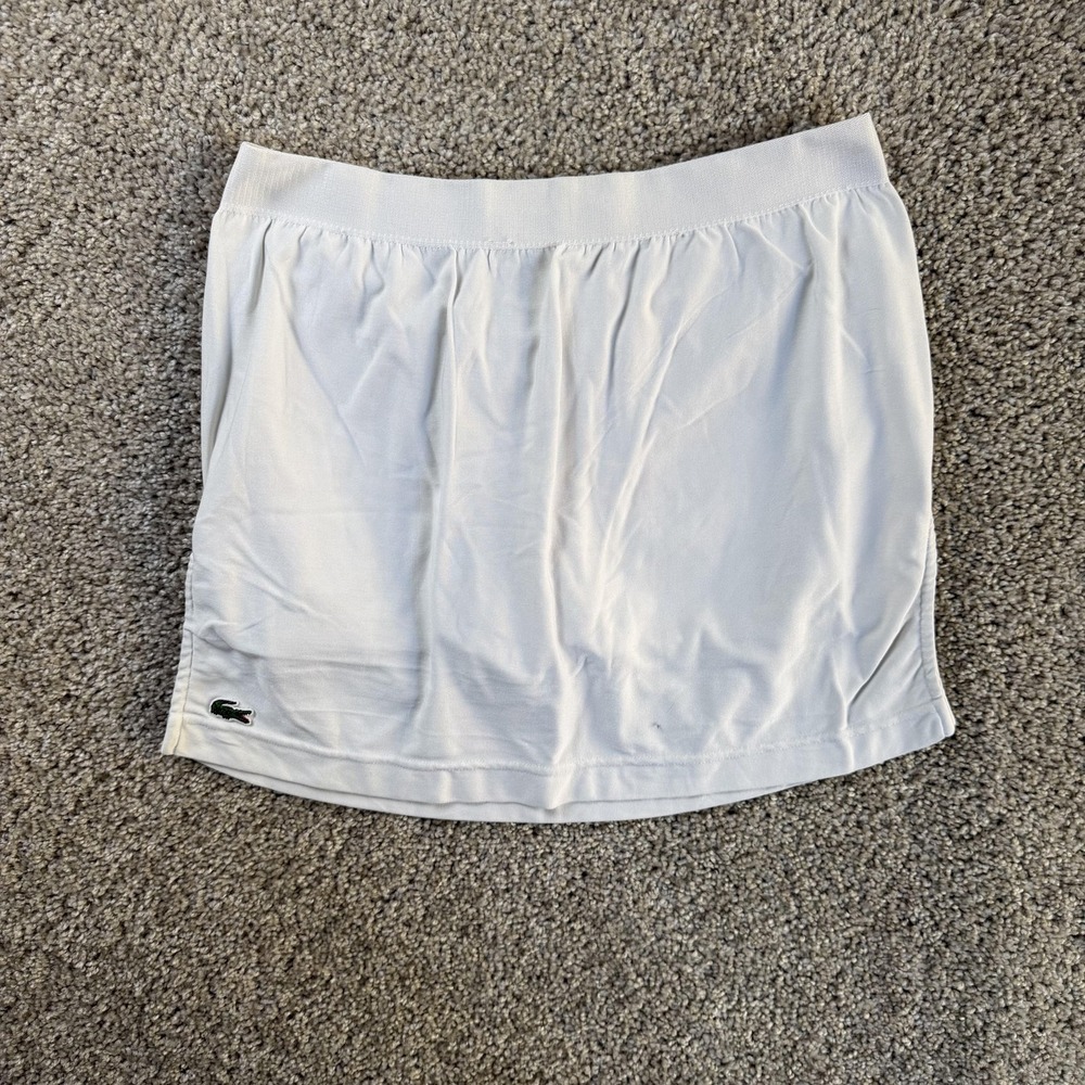 Lacoste Sport Skort Womens Small White Tennis Athletic Elastic Waist Pull On